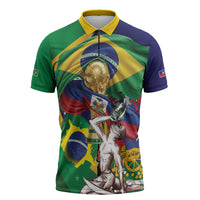 Personalized Brazil Haiti 2026 World Football Zipper Polo Shirt Come On Boys