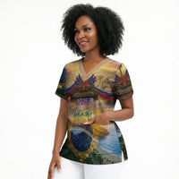 Personalized Brazil Haiti Scrub Top Heritage Landscape