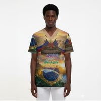 Personalized Brazil Haiti Scrub Top Heritage Landscape