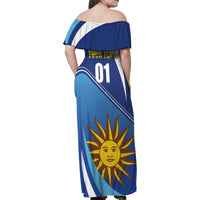 Uruguay 2024 Football Champions Family Matching Off Shoulder Maxi Dress and Hawaiian Shirt Vamos La Celeste - Wonder Print Shop
