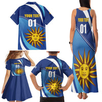 Uruguay 2024 Football Champions Family Matching Tank Maxi Dress and Hawaiian Shirt Vamos La Celeste - Wonder Print Shop