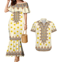 Enkutatash Dashiki Adey Abeba Pattern Couples Matching Mermaid Dress and Hawaiian Shirt - Wonder Print Shop