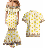 Enkutatash Dashiki Adey Abeba Pattern Couples Matching Mermaid Dress and Hawaiian Shirt - Wonder Print Shop