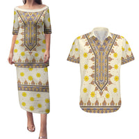 Enkutatash Dashiki Adey Abeba Pattern Couples Matching Puletasi and Hawaiian Shirt - Wonder Print Shop