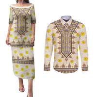 Enkutatash Dashiki Adey Abeba Pattern Couples Matching Puletasi and Long Sleeve Button Shirt - Wonder Print Shop