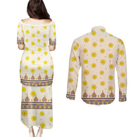 Enkutatash Dashiki Adey Abeba Pattern Couples Matching Puletasi and Long Sleeve Button Shirt - Wonder Print Shop