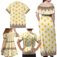 Enkutatash Dashiki Adey Abeba Pattern Family Matching Off Shoulder Maxi Dress and Hawaiian Shirt - Wonder Print Shop