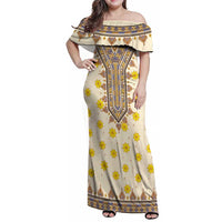 Enkutatash Dashiki Adey Abeba Pattern Family Matching Off Shoulder Maxi Dress and Hawaiian Shirt - Wonder Print Shop