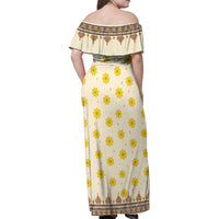 Enkutatash Dashiki Adey Abeba Pattern Family Matching Off Shoulder Maxi Dress and Hawaiian Shirt - Wonder Print Shop