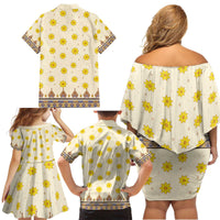 Enkutatash Dashiki Adey Abeba Pattern Family Matching Off Shoulder Short Dress and Hawaiian Shirt - Wonder Print Shop