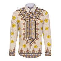 Enkutatash Dashiki Adey Abeba Pattern Long Sleeve Button Shirt - Wonder Print Shop