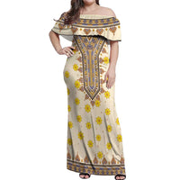 Enkutatash Dashiki Adey Abeba Pattern Off Shoulder Maxi Dress - Wonder Print Shop