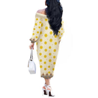 Enkutatash Dashiki Adey Abeba Pattern Off The Shoulder Long Sleeve Dress - Wonder Print Shop