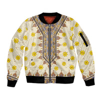 Enkutatash Dashiki Adey Abeba Pattern Sleeve Zip Bomber Jacket - Wonder Print Shop