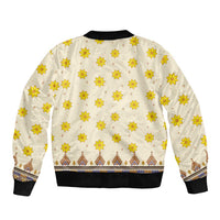 Enkutatash Dashiki Adey Abeba Pattern Sleeve Zip Bomber Jacket - Wonder Print Shop