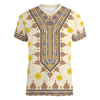 Enkutatash Dashiki Adey Abeba Pattern Women V-Neck T-Shirt - Wonder Print Shop
