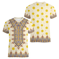 Enkutatash Dashiki Adey Abeba Pattern Women V-Neck T-Shirt - Wonder Print Shop
