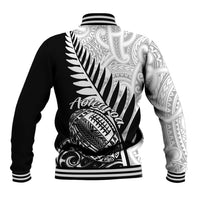 New Zealand Silver Fern Rugby Baseball Jacket Aotearoa Maori Black Version - Wonder Print Shop