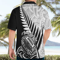 New Zealand Silver Fern Rugby Hawaiian Shirt Aotearoa Maori Black Version - Wonder Print Shop