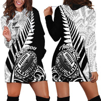 New Zealand Silver Fern Rugby Hoodie Dress Aotearoa Maori Black Version - Wonder Print Shop