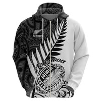 New Zealand Silver Fern Rugby Hoodie Aotearoa Maori White Version - Wonder Print Shop