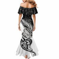 New Zealand Silver Fern Rugby Mermaid Dress Aotearoa Maori White Version - Wonder Print Shop