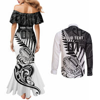 Black off-shoulder dress and matching long-sleeve shirt with back graphic and YOUR TEXT