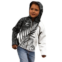 Custom New Zealand Silver Fern Rugby Kid Hoodie Aotearoa Maori White Version - Wonder Print Shop