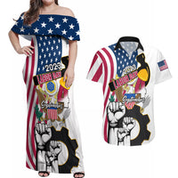 United States Labor Day Couples Matching Off Shoulder Maxi Dress and Hawaiian Shirt Happy Labor Day 4th September - Wonder Print Shop