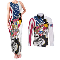 United States Labor Day Couples Matching Tank Maxi Dress and Long Sleeve Button Shirts Happy Labor Day 4th September - Wonder Print Shop
