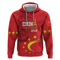Custom China 2024 Hoodie Chinese Dragon Yellow Star - Wonder Print Shop