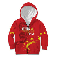 Custom China 2024 Kid Hoodie Chinese Dragon Yellow Star - Wonder Print Shop