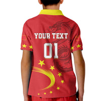 Custom China 2024 Kid Polo Shirt Chinese Dragon Yellow Star - Wonder Print Shop