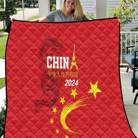 Custom China 2024 Quilt Chinese Dragon Yellow Star - Wonder Print Shop
