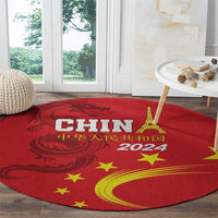 Custom China 2024 Round Carpet Chinese Dragon Yellow Star