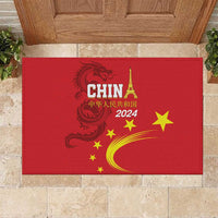 Custom China 2024 Rubber Doormat Chinese Dragon Yellow Star - Wonder Print Shop