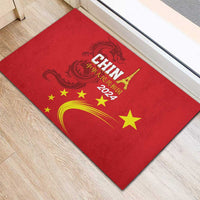 Custom China 2024 Rubber Doormat Chinese Dragon Yellow Star - Wonder Print Shop