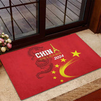 Custom China 2024 Rubber Doormat Chinese Dragon Yellow Star - Wonder Print Shop