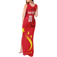 Custom China 2024 Tank Maxi Dress Chinese Dragon Yellow Star - Wonder Print Shop