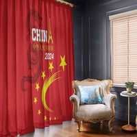 Custom China 2024 Window Curtain Chinese Dragon Yellow Star - Wonder Print Shop