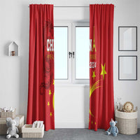 Custom China 2024 Window Curtain Chinese Dragon Yellow Star - Wonder Print Shop