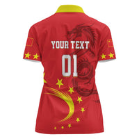 Custom China 2024 Women Polo Shirt Chinese Dragon Yellow Star - Wonder Print Shop
