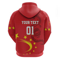 Custom China 2024 Zip Hoodie Chinese Dragon Yellow Star - Wonder Print Shop