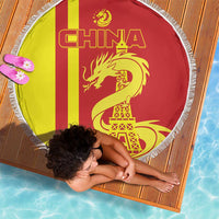 Custom China Beach Blanket Chinese Dragon With Eiffel Tower - Wonder Print Shop
