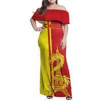 Custom China Family Matching Off Shoulder Maxi Dress and Hawaiian Shirt Chinese Dragon With Eiffel Tower - Wonder Print Shop