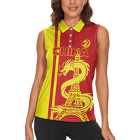 Custom China Women Sleeveless Polo Shirt Chinese Dragon With Eiffel Tower - Wonder Print Shop