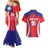 Custom Taiwan Couples Matching Mermaid Dress and Hawaiian Shirt Taiwanese Sporty Flag Style - Wonder Print Shop