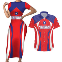 Custom Taiwan Couples Matching Short Sleeve Bodycon Dress and Hawaiian Shirt Taiwanese Sporty Flag Style - Wonder Print Shop