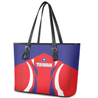 Custom Taiwan Leather Tote Bag Taiwanese Sporty Flag Style - Wonder Print Shop
