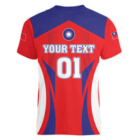 Custom Taiwan Women V-Neck T-Shirt Taiwanese Sporty Flag Style - Wonder Print Shop